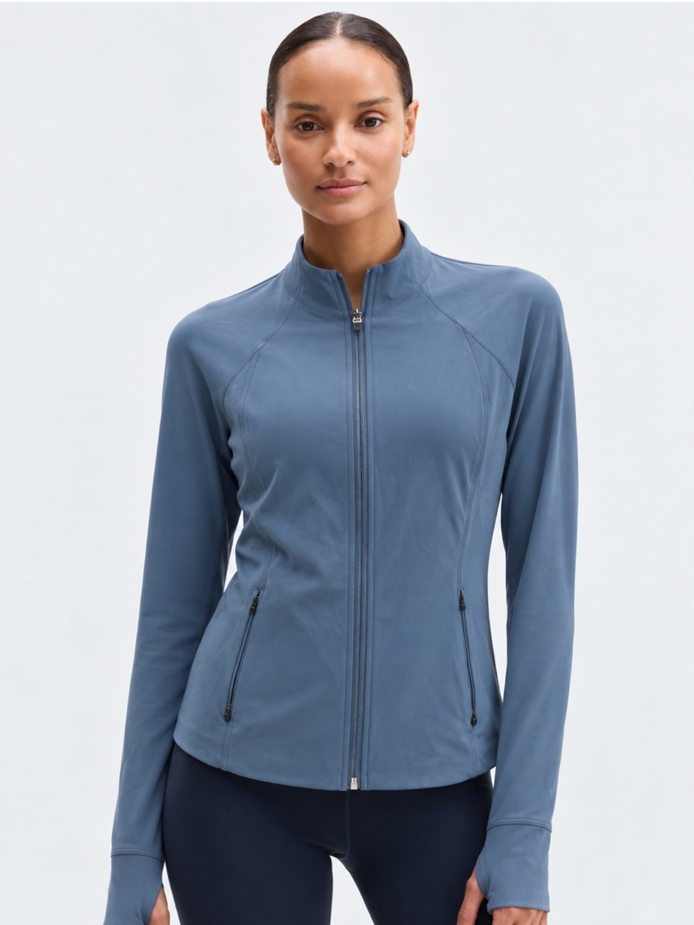Athleta Salutation Jacket Size Medium Blue Yoga Workout Athleisure